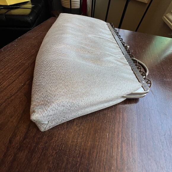 1950s 1960s Ande Silver Metallic Purse Vintage Silver Evening Bag Vintage Clutch - Picture 5 of 16
